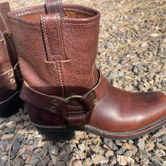 Frye Classic Harness Brown Leather Western Women’s Boots 6.5 Neoprene SoleTech - Picture 11 of 12